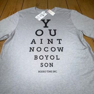 Dale Brisby Rodeo Time Eye Check Graphic T-Shirt Gray Mens Large NEW